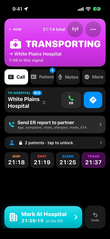 A call with patient details locked behind Face ID